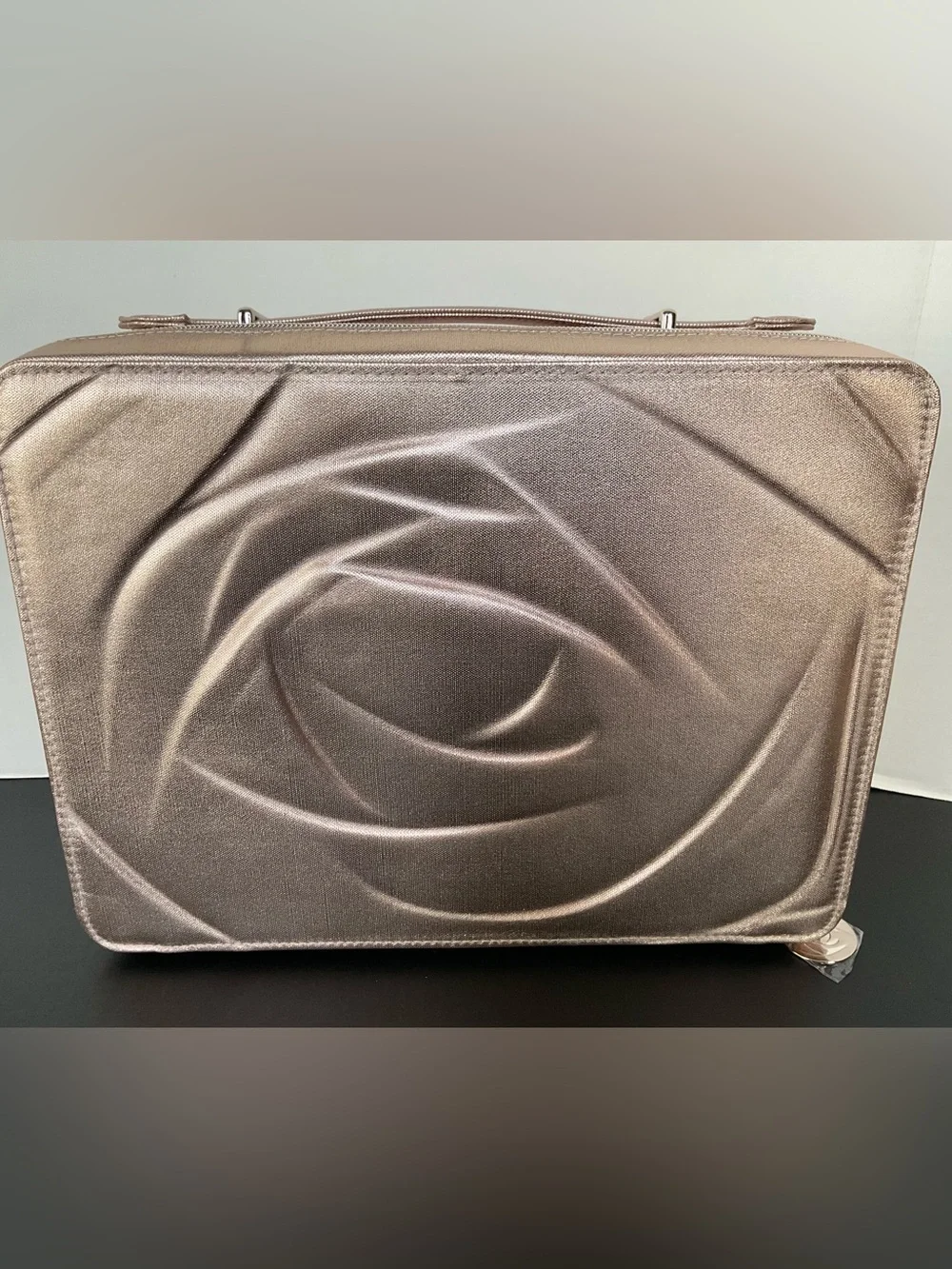 Lancôme Metallic Rose Gold Holiday Cosmetic Train Case NEW